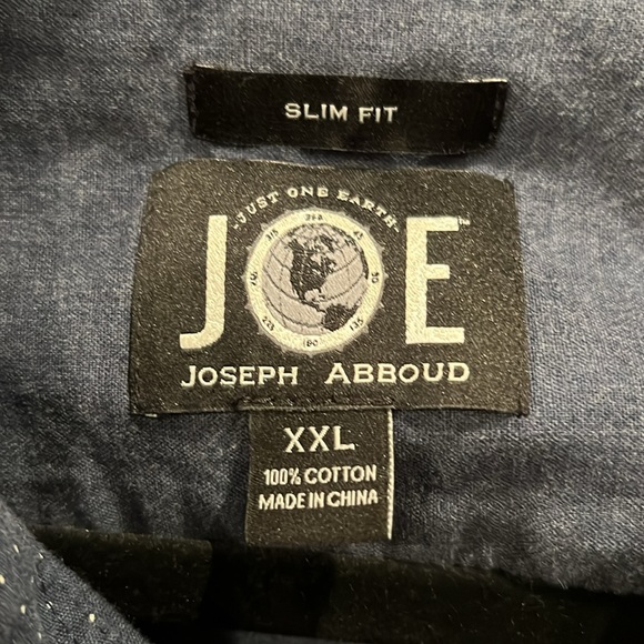 Dark Blue w/Tiny White Dots Long Sleeve Button-Up Shirt Sized Men’s XXL by Joe - Picture 2 of 3